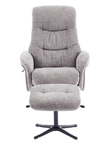 Teknik Newark Recliner Cloud Fabric swivel recline function, black five star base matching footstool