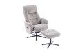 Teknik Newark Recliner Cloud Fabric swivel recline function, black five star base matching footstool - image 3