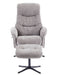 Teknik Newark Recliner Cloud Fabric swivel recline function, black five star base matching footstool