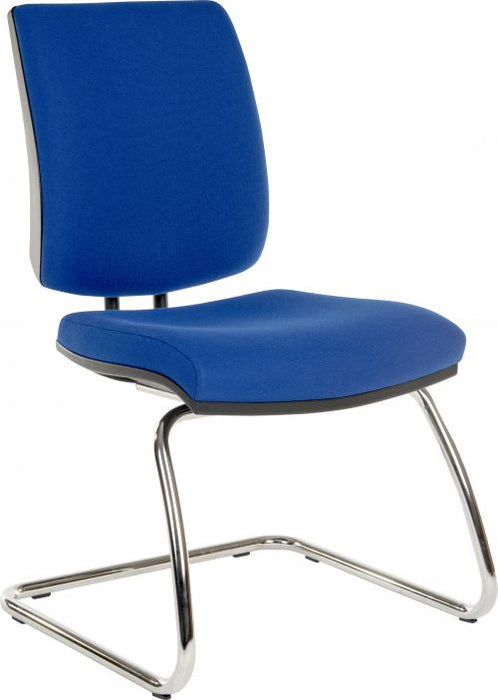 Teknik Ergo Visitor Deluxe Blue Fabric Cantilever Chrome Framed Chair Certified To 160Kg