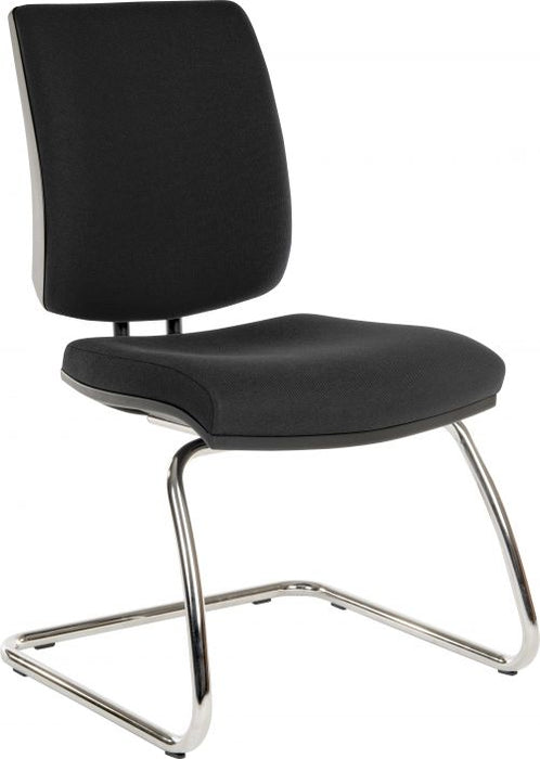 Teknik Ergo Visitor Deluxe Black Fabric Cantilever Chrome Framed Chair Certified To 160Kg