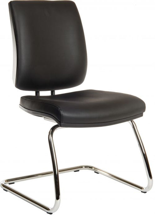 Teknik Ergo Visitor Deluxe Black PU Wipe Clean Cantilever Chrome Framed Chair Certified To 160Kg