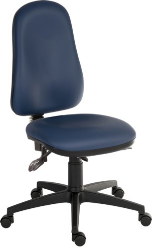 Teknik Ergo Comfort Blue PU high back executive operator chair, certified for 24hr use. Comfort Arm Rests optional.