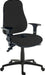 Teknik Ergo Comfort Black Fabric high back executive operator chair with pump up lumbar support. With Comfort Arm Rests