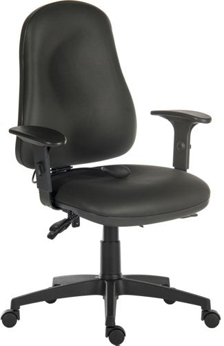 Teknik Ergo Comfort Black PU high back executive operator chair with pump up lumbar support. With Comfort Arm Rests. - image 2