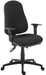 Teknik Ergo Comfort Black Fabric high back executive operator chair, certified for 24hr use. With Comfort Arm Rests