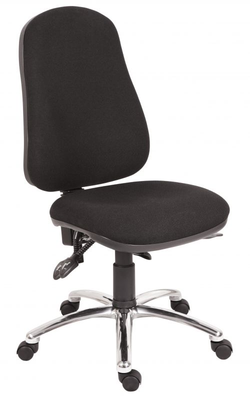 Teknik Ergo Comfort Black Fabric High Back Executive Operator Chair Steel Base Certified for 24Hr Use Comfort Arm Rests Optional