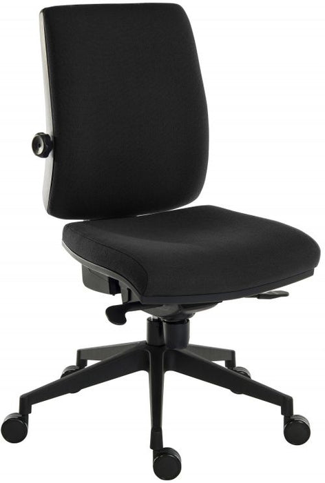 Teknik Ergo Plus Black Fabric 24 Hr Operator Chair Black Ultra Pyramid Base Rated up to 24 Stone Optional Arm Rests
