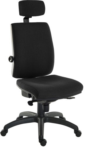 Teknik Ergo Plus Black Fabric 24 Hour Chair With Headrest Standard Black Nylon Base Height Adjustable Apex Arms