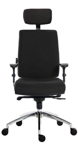 Teknik Ergo Plus Black Fabric 24 Hour Chair With Headrest Aluminium Pyramid Base Height Adjustable Comfort Arms - image 3