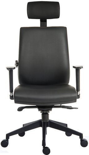 Teknik Ergo Plus Black Leather Look 24 Hour Chair With Headrest Black Ultra Pyramid Base Rated up to 24 stone Accepts Optional Arm Rests - image 2