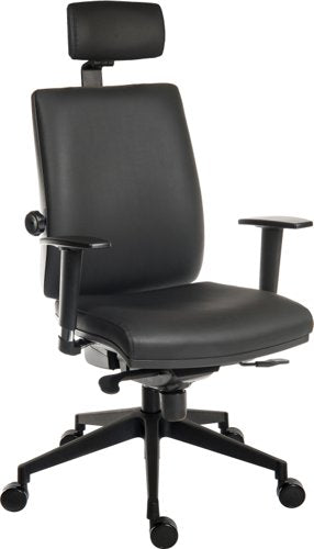 Teknik Ergo Plus PU Black Fabric 24 Hr Operator Chair With Black Ultra Pyramid Base Height Adjustable Apex Arms