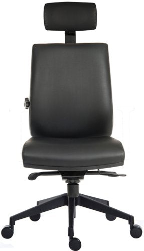 Teknik Ergo Plus Black Leather Look 24 Hour Chair With Headrest Black Ultra Pyramid Base Rated up to 24 stone Accepts Optional Arm Rests - image 3
