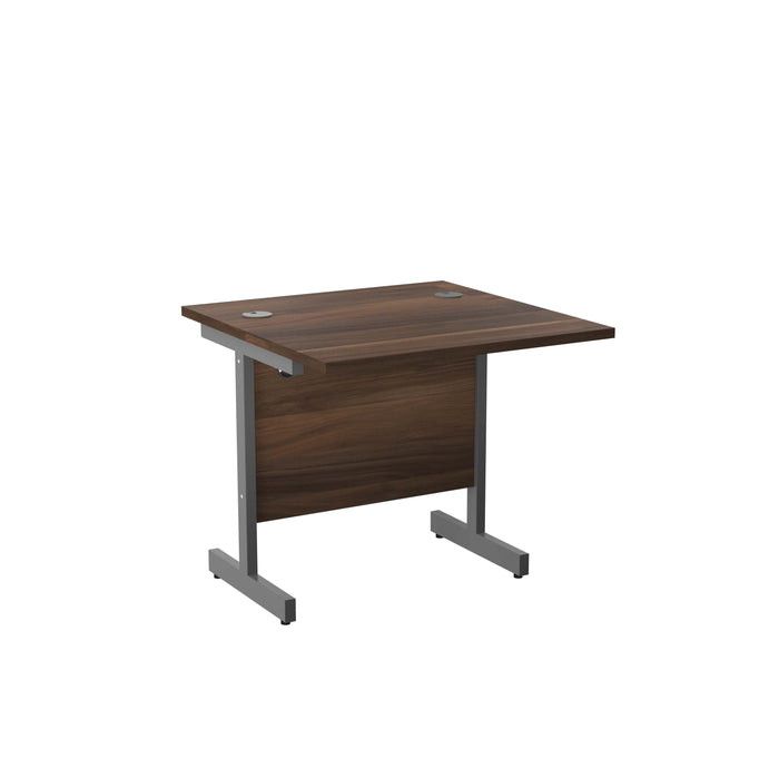 Single Upright Dark Walnut Rectangular Desk 800 X 800 Silver