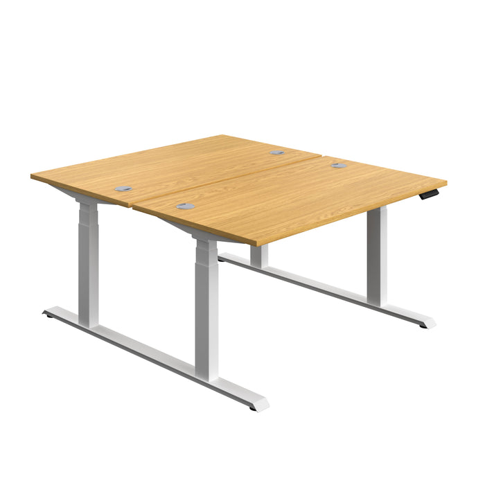 Economy Back To Back Sit Stand Desk (FSC) | 1400 X 800 | Nova Oak/White