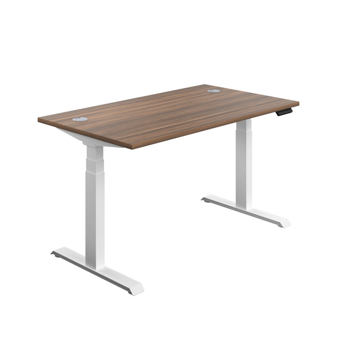 Economy Sit Stand Desk 1400 X 800 Dark Walnut With White Frame