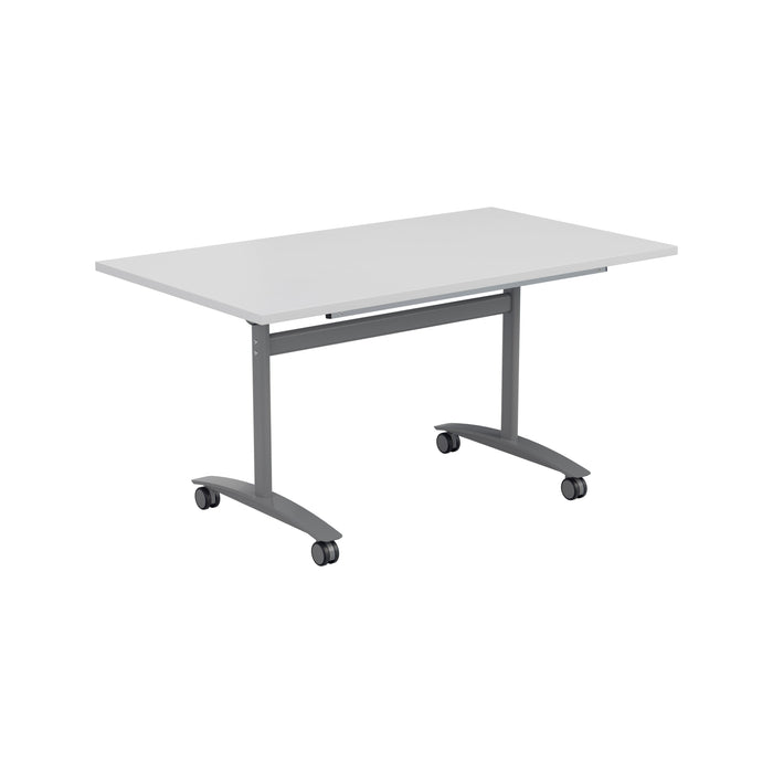 One Tilting Table With Silver Legs 1200 X 700 White