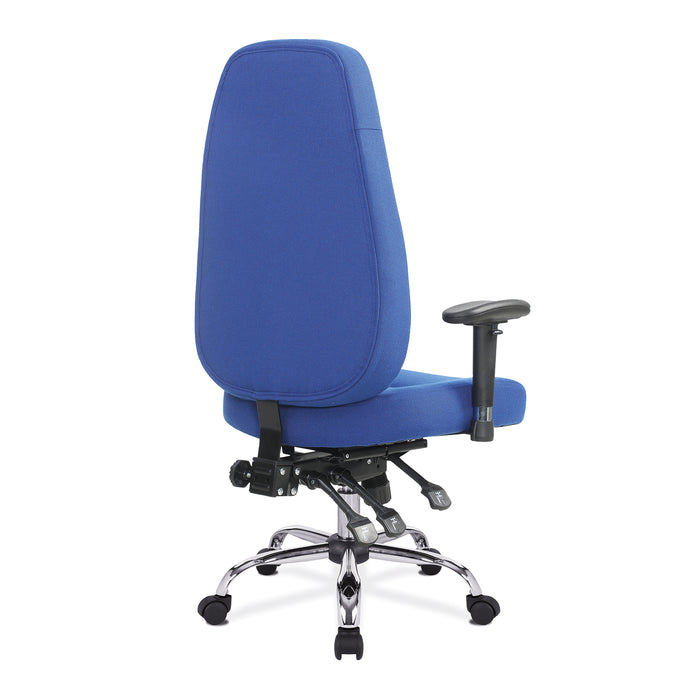 24 Hour Synchronous Operator Chair with Fabric Upholstery and Chrome Base