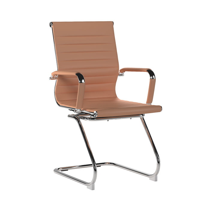 Aura - Contemporary Medium Back Colour Bonded Leather Visitor Chair with Chrome Frame