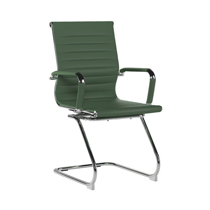 Aura - Contemporary Medium Back Colour Bonded Leather Visitor Chair with Chrome Frame