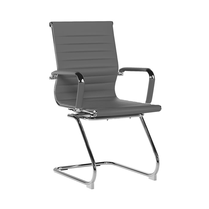 Aura - Contemporary Medium Back Bonded Leather Visitor Chair with Chrome Frame