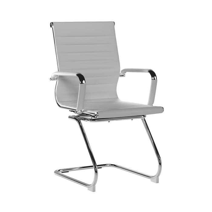 Aura - Contemporary Medium Back Bonded Leather Visitor Chair with Chrome Frame