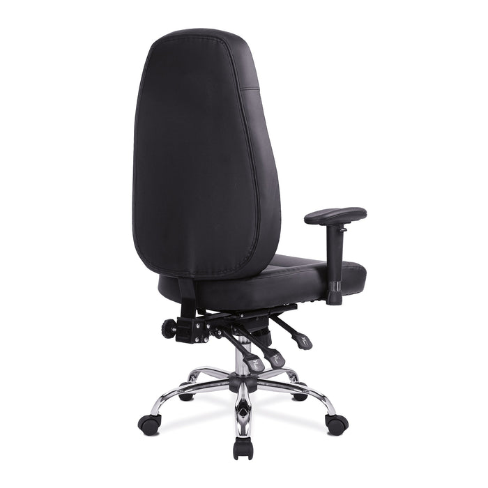 24 Hour Synchronous Operator Chair with Bonded Leather Upholstery and Chrome Base