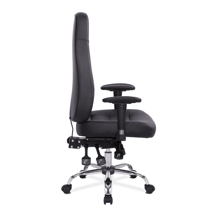 24 Hour Synchronous Operator Chair with Bonded Leather Upholstery and Chrome Base