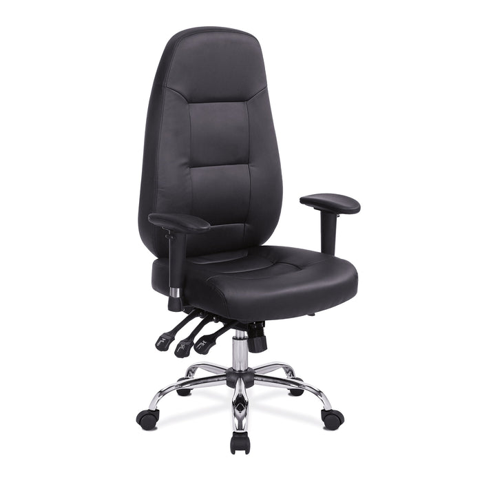 24 Hour Synchronous Operator Chair with Bonded Leather Upholstery and Chrome Base