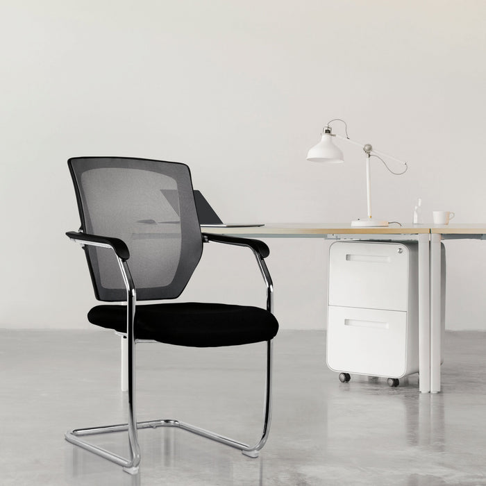 Nexus - Medium Back Two Tone Designer Mesh Visitor Chair with Sculptured Lumbar, Spine Support and Integrated Armrests