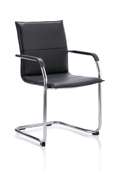 EE - Echo Medium Back Leather Cantilever Visitor Chair with Arms