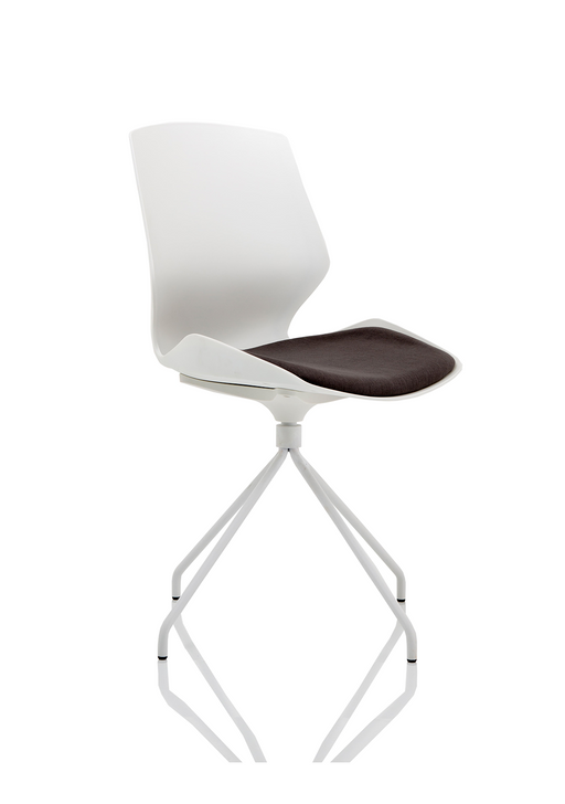 Florence Spindle White Frame Fabric Seat Visitor Chair