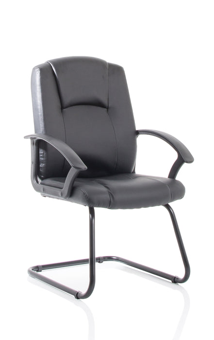 EE - Bella Medium Back Black Bonded Leather Black Frame Cantilever Visitor Chair
