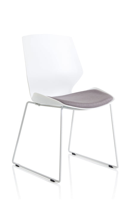 EE - Florence Sled White Frame Fabric Seat Visitor Chair