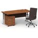 Impulse 1600mm Straight Office Desk Walnut Top Silver Cantilever Leg with 3 Drawer Mobile Pedestal and Ezra Brown