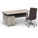 Impulse 1600mm Straight Office Desk Grey Oak Top Silver Cantilever Leg with 3 Drawer Mobile Pedestal and Ezra Brown