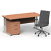 Impulse 1600mm Straight Office Desk Beech Top Silver Cantilever Leg with 2 Drawer Mobile Pedestal and Ezra Grey