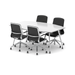 High Gloss 1800mm Writable Boardroom Table White Top with Set of Four Lucia Executive Chairs Chrome Frame