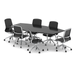 High Gloss 2400mm Writable Boardroom Table Black Top with Set of Six Lucia Executive Chairs Chrome Frame