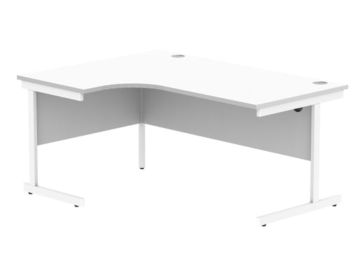 Office Left Hand Corner Desk With Steel Single Upright Cantilever Frame (FSC) | 1600X1200 | Arctic White/White