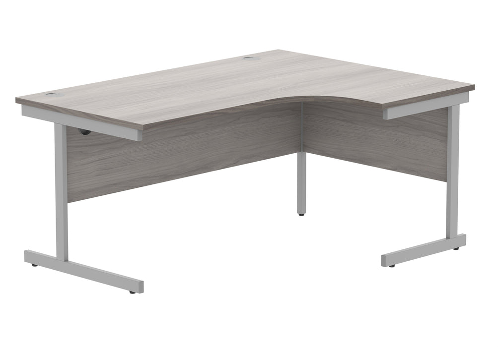 Office Right Hand Corner Desk With Steel Single Upright Cantilever Frame (FSC) | 1600X1200 | Alaskan Grey Oak/Silver