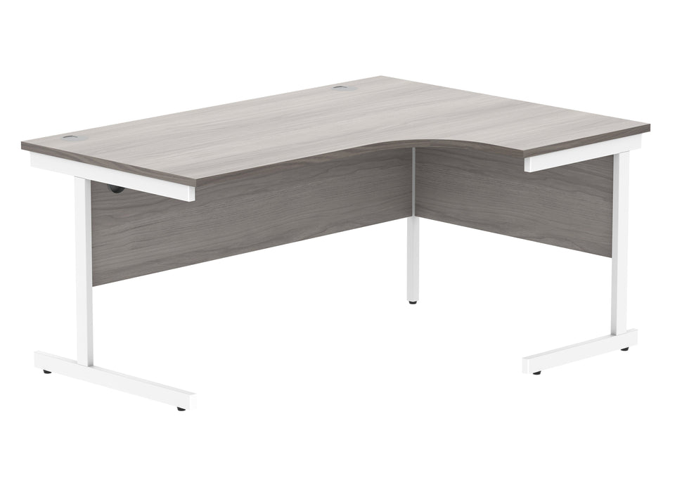 Office Right Hand Corner Desk With Steel Single Upright Cantilever Frame (FSC) | 1600X1200 | Alaskan Grey Oak/White