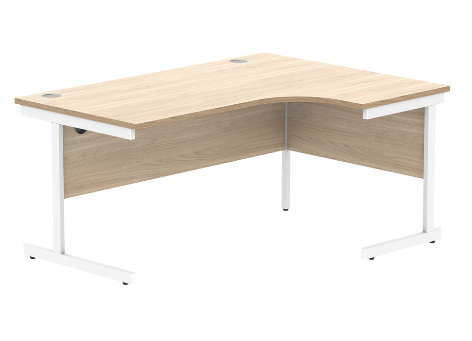 Office Right Hand Corner Desk With Steel Single Upright Cantilever Frame (FSC) | 1600X1200 | Canadian Oak/White