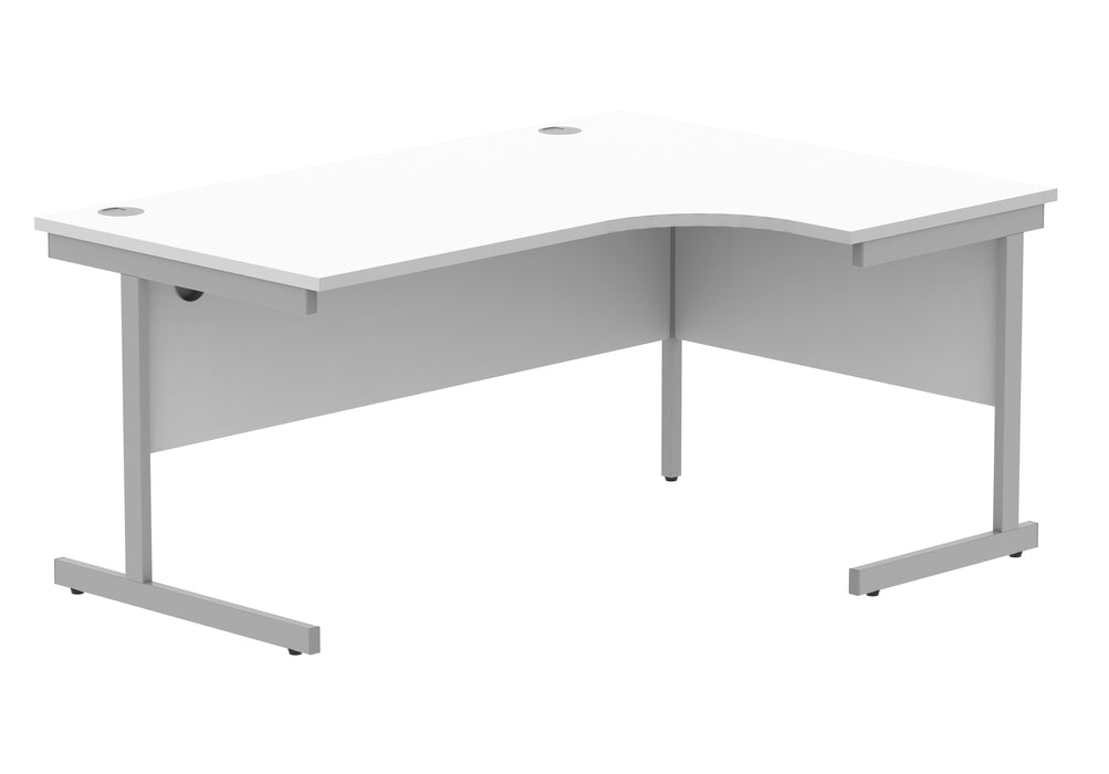 Office Right Hand Corner Desk With Steel Single Upright Cantilever Frame (FSC) | 1600X1200 | Arctic White/Silver