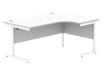 Office Right Hand Corner Desk With Steel Single Upright Cantilever Frame (FSC) | 1600X1200 | Arctic White/White