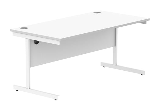 Office Rectangular Desk With Steel Single Upright Cantilever Frame (FSC) | 1600X800 | Arctic White/White