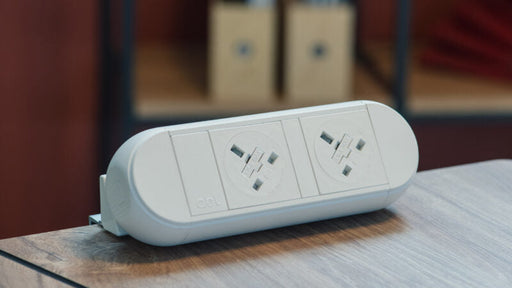 Desktop Power Module with 2 UK Power Sockets | White