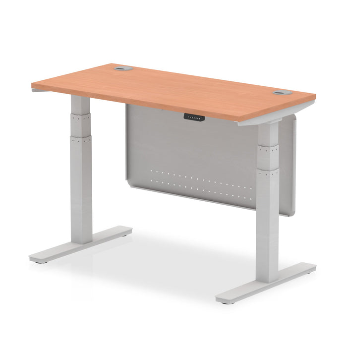 OE - Air Height Adjustable Slimline Desk with Cable Ports with Steel Modesty Panel