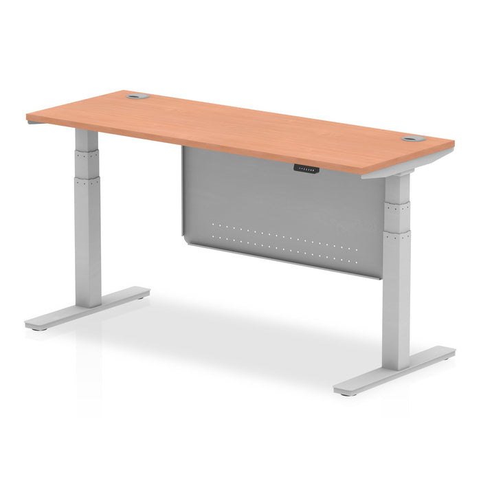 OE - Air Height Adjustable Slimline Desk with Cable Ports with Steel Modesty Panel