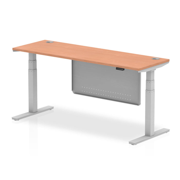 OE - Air Height Adjustable Slimline Desk with Cable Ports with Steel Modesty Panel